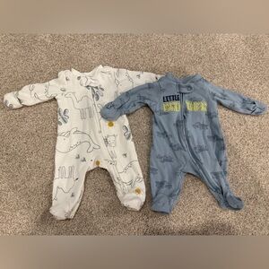 Carter’s Blue and White Kids One Piece Set preemie soft double zip